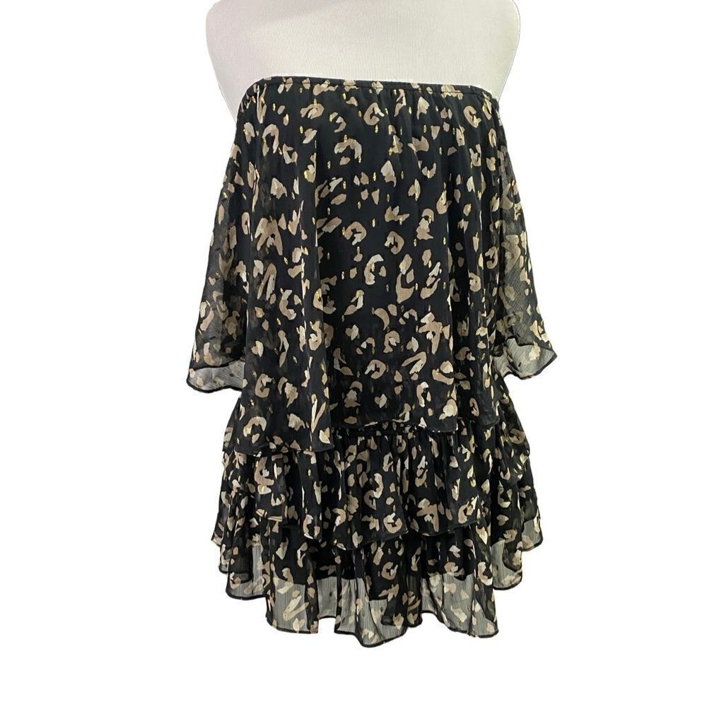Strapless Layered Black & Gold Romper